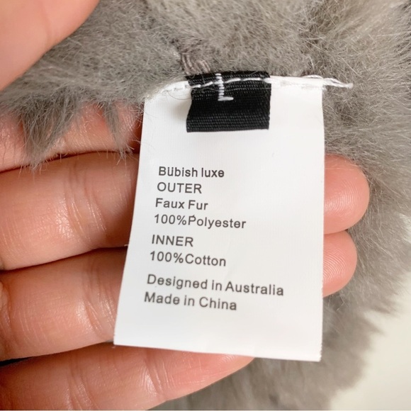 BUBISH LUXE Long Faux Fur Grey Coat Jacket US L - Picture 9 of 14